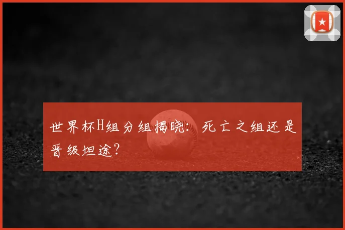 世界杯H组分组揭晓:死亡之组还是晋级坦途?